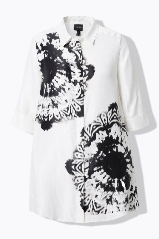 Snowflake Motif 3/4 Sleeve Tunic Blouse