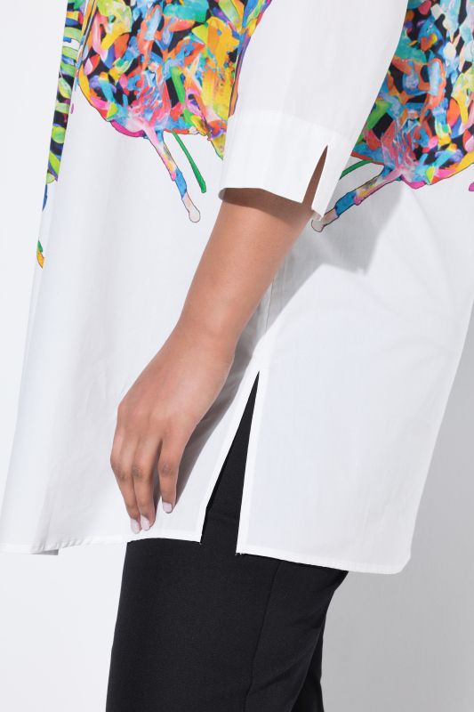 Butterfly Motif 3/4 Sleeve Tunic Blouse