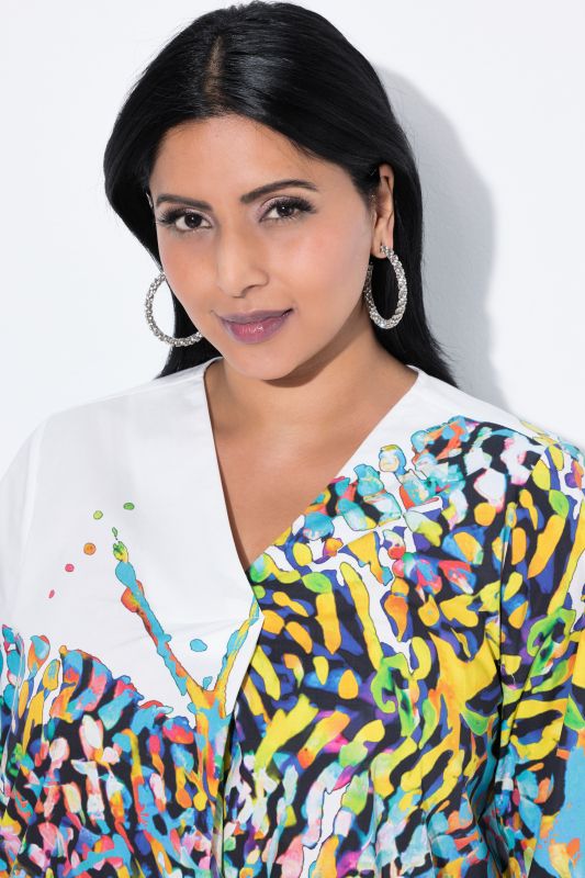 Butterfly Motif 3/4 Sleeve Tunic Blouse