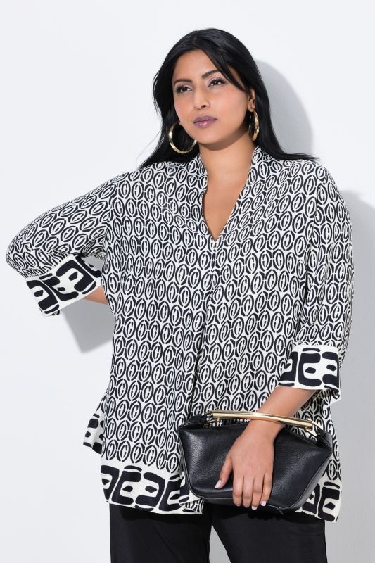 Geometric Print 3/4 Sleeve Blouse