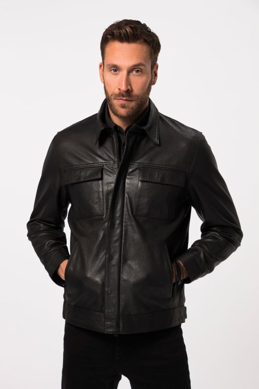 Leather jacket, leather, lamb nappa, multiple pockets