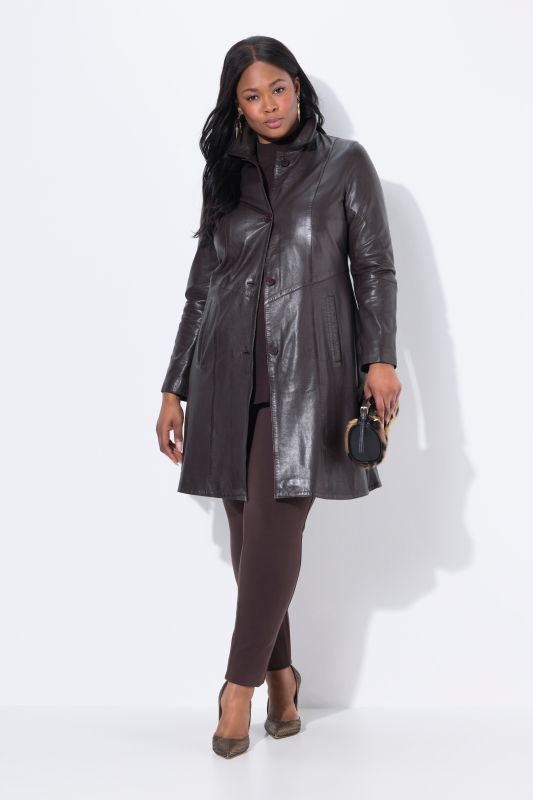 Lambskin Nappa Leather Satin-Lined Swing Coat
