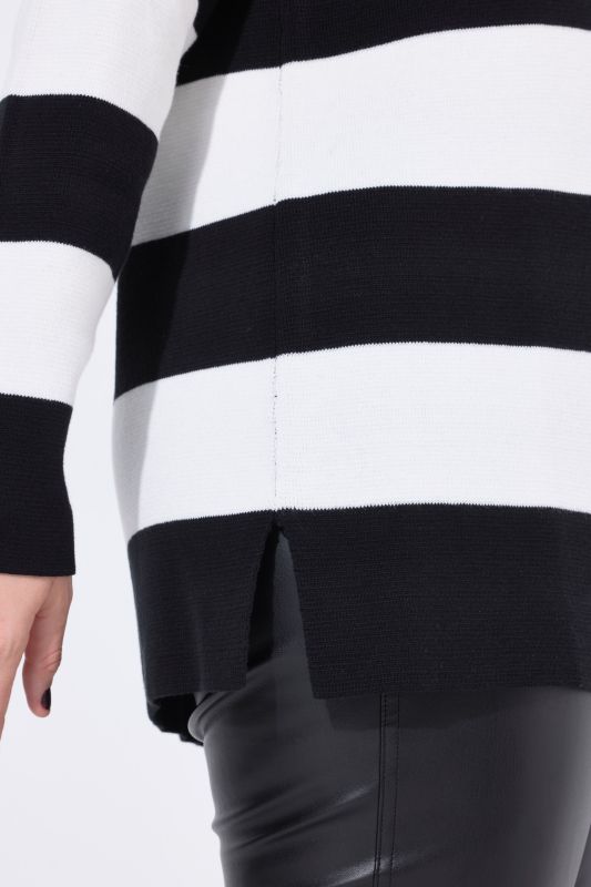 Block Stripe Asymmetric Turtleneck Sweater