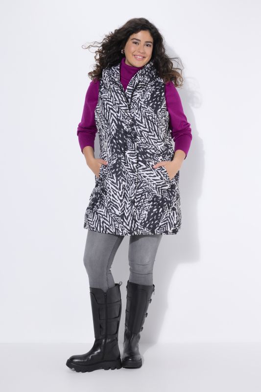 HYPRAR Long Quilted Allover Print Vest