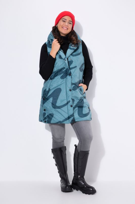 HYPRAR Long Quilted Allover Print Vest