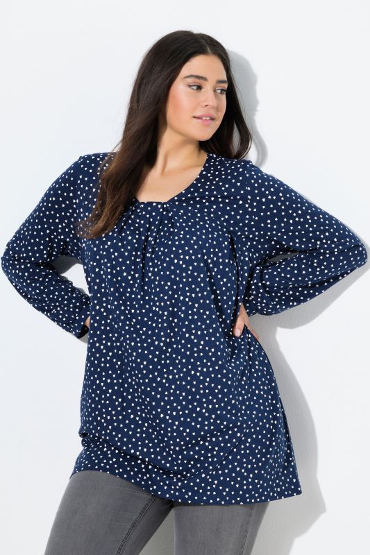 Pleated Confetti Print Long Sleeve Tee