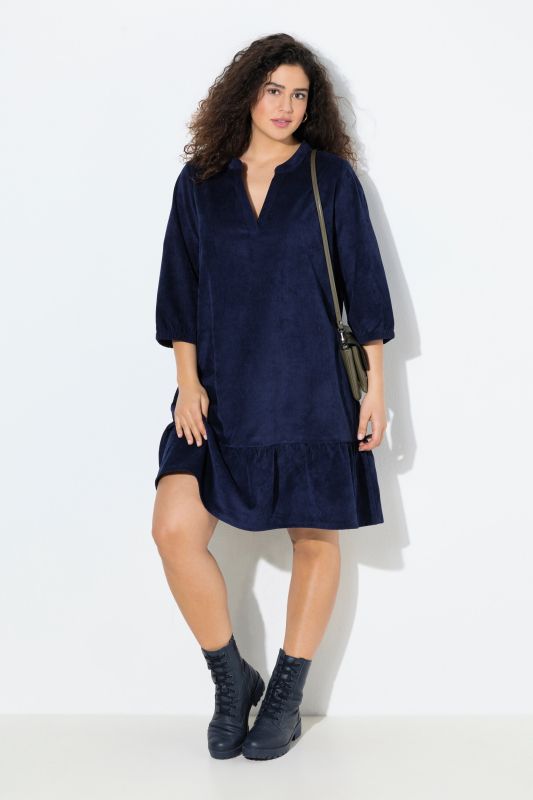 Corduroy Flounce Panel Dress