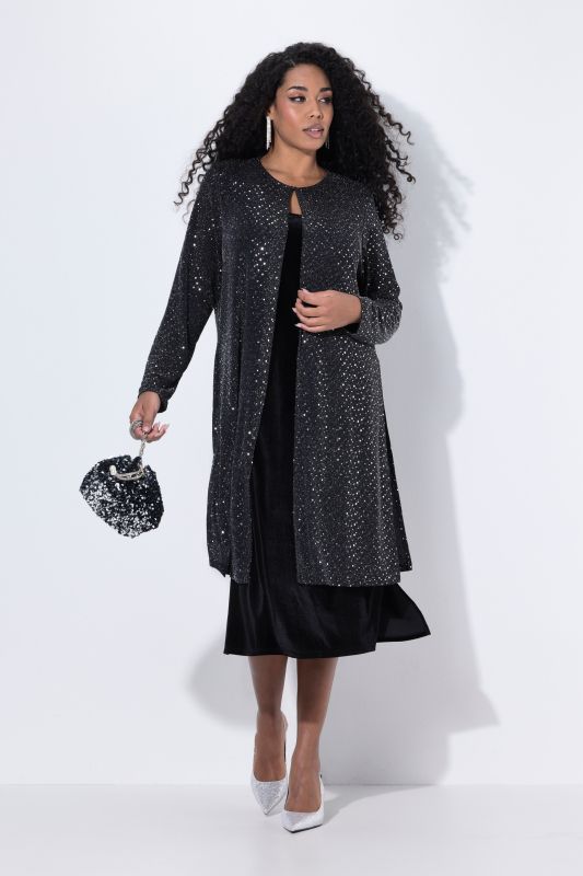 Sequined Longline Open Shape Jacket