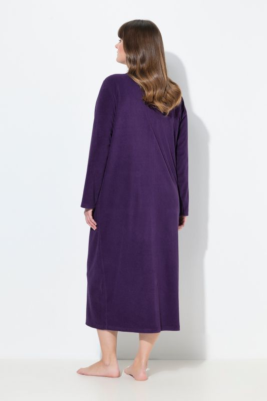 Long Zip Front Cotton Blend Terry Bathrobe
