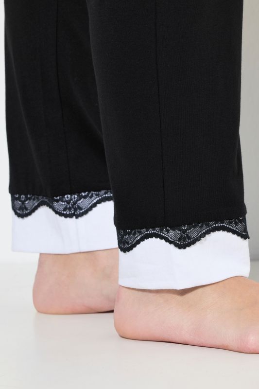 Lace Hem Super Soft Cotton Blend Knit Pajama Set