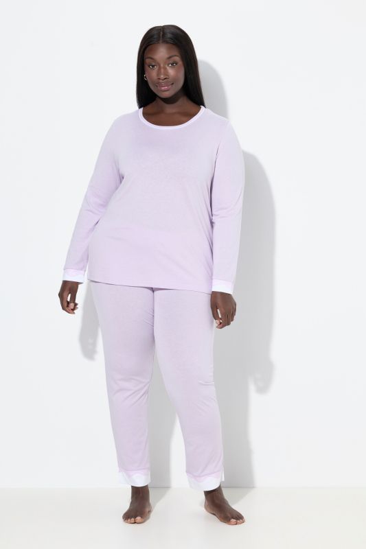 Lace Hem Super Soft Cotton Blend Knit Pajama Set