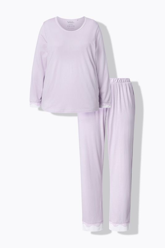 Lace Hem Super Soft Cotton Blend Knit Pajama Set
