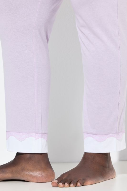 Lace Hem Super Soft Cotton Blend Knit Pajama Set
