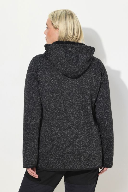 Sweater Knit Fleece Hooded Zip Front Sweatshirt