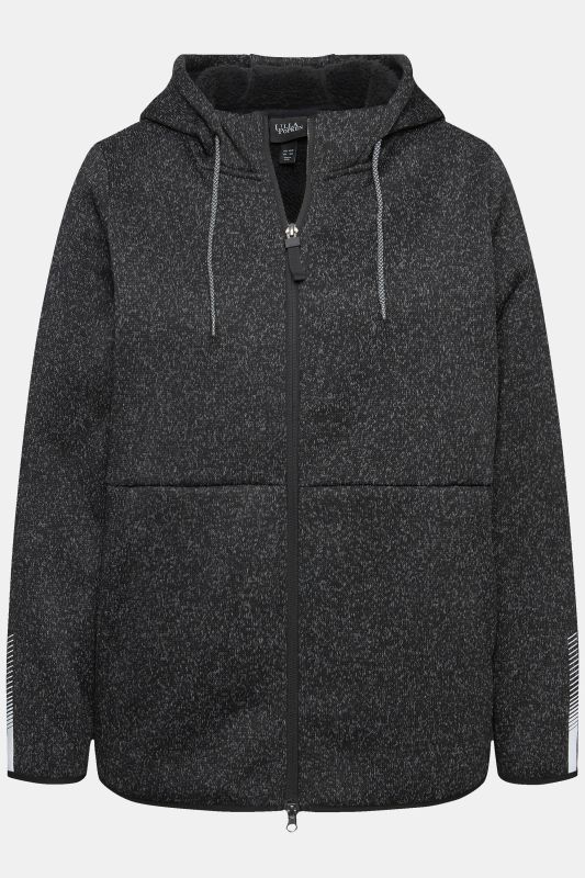 Sweater Knit Fleece Hooded Zip Front Sweatshirt