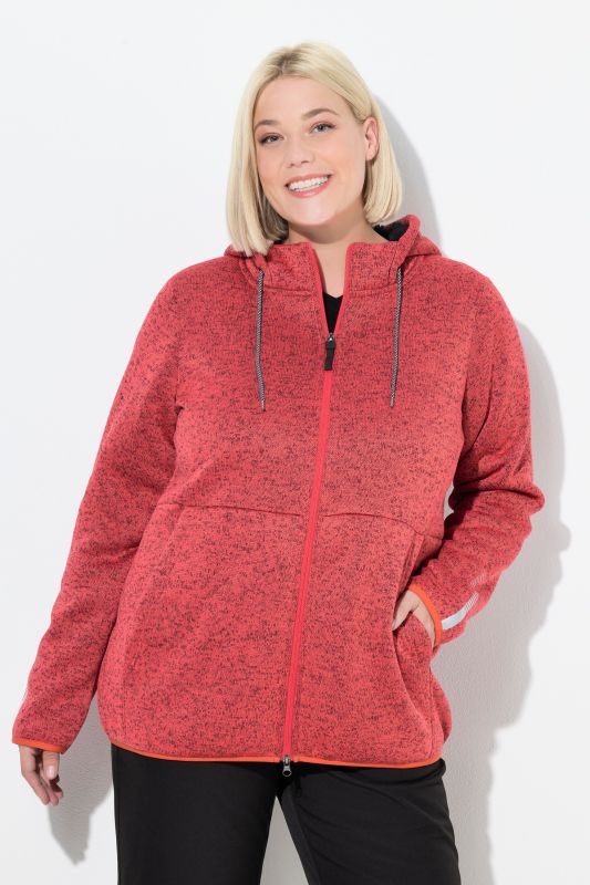Sweater Knit Fleece Hooded Zip Front Sweatshirt