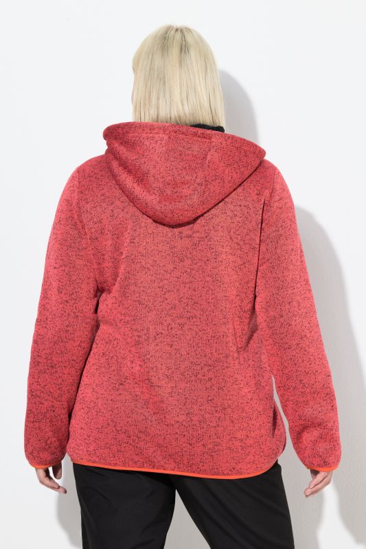 Sweater Knit Fleece Hooded Zip Front Sweatshirt