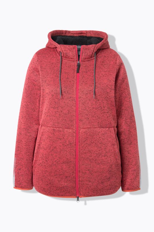 Sweater Knit Fleece Hooded Zip Front Sweatshirt