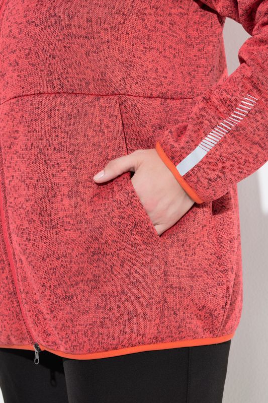 Sweater Knit Fleece Hooded Zip Front Sweatshirt