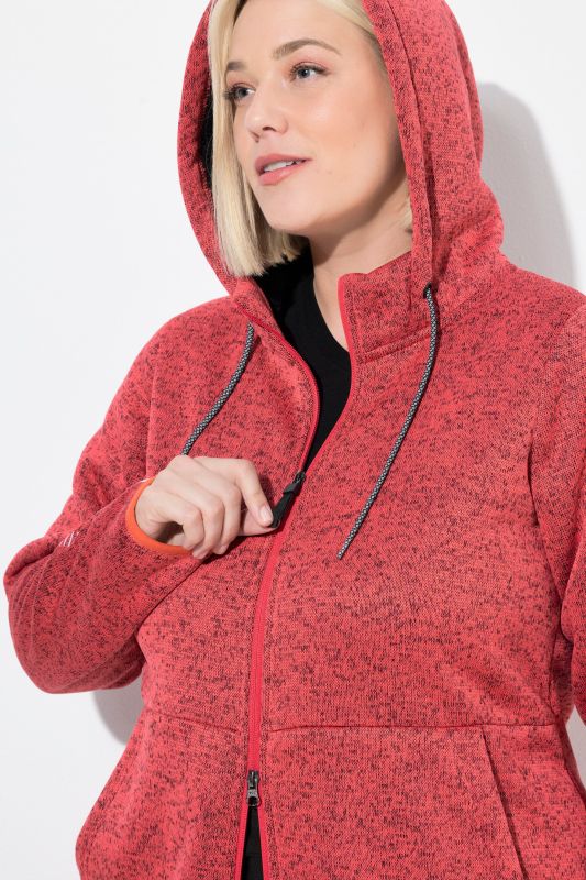 Sweater Knit Fleece Hooded Zip Front Sweatshirt