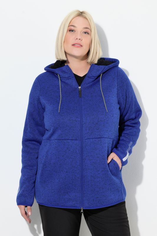 Sweater Knit Fleece Hooded Zip Front Sweatshirt