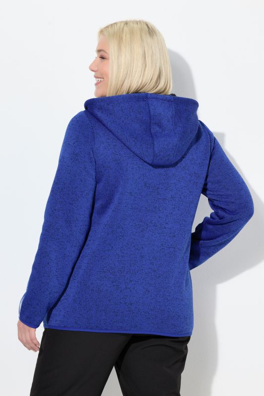 Sweater Knit Fleece Hooded Zip Front Sweatshirt