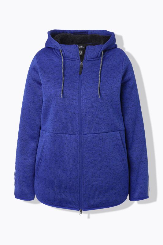 Sweater Knit Fleece Hooded Zip Front Sweatshirt