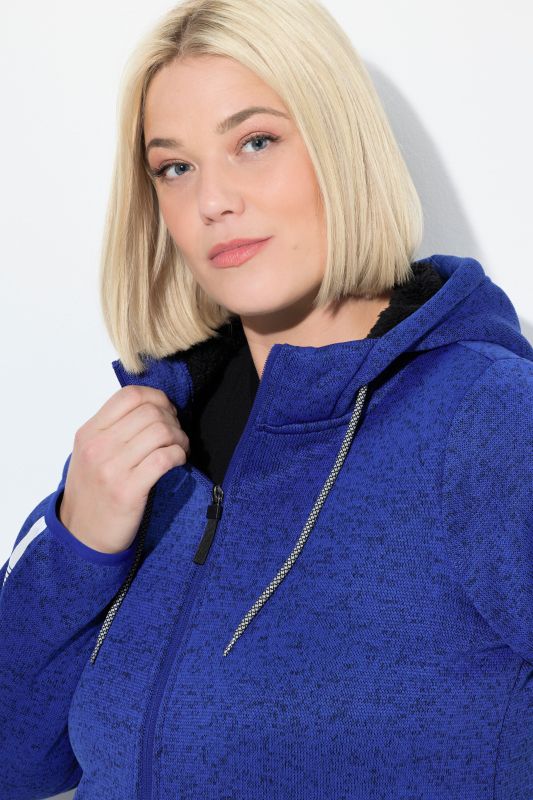 Sweater Knit Fleece Hooded Zip Front Sweatshirt