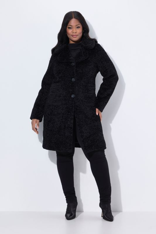 Faux Curly Lamb Fully Lined Coat