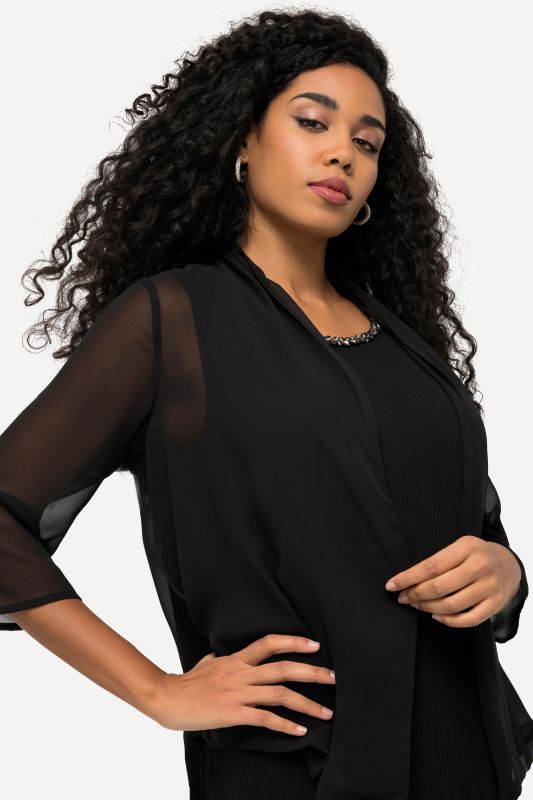 Oversized Shawl Collared Chiffon Jacket