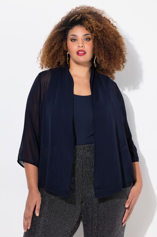 Oversized Shawl Collared Chiffon Jacket