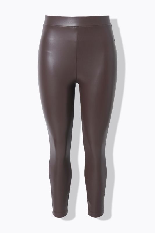 Coated Elastic Waist Slim Fit Leggings