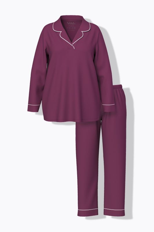 Contrast Piping Lapel Collar Pajama Set