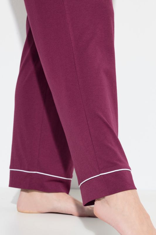 Contrast Piping Lapel Collar Pajama Set