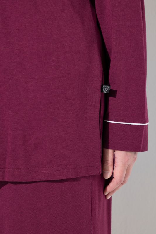 Contrast Piping Lapel Collar Pajama Set