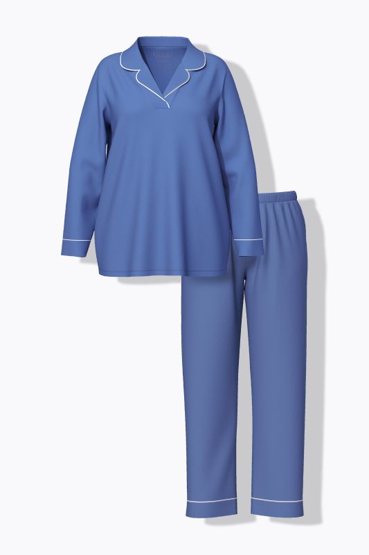Contrast Piping Lapel Collar Pajama Set