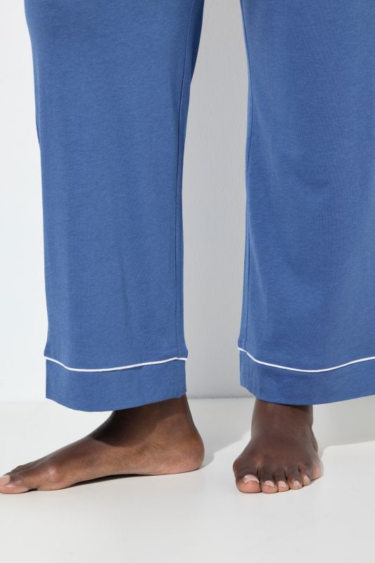 Contrast Piping Lapel Collar Pajama Set