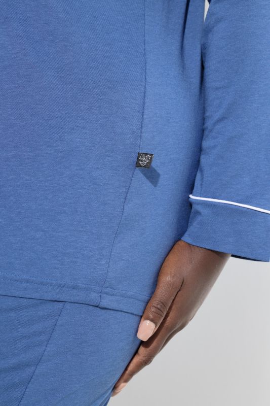 Contrast Piping Lapel Collar Pajama Set