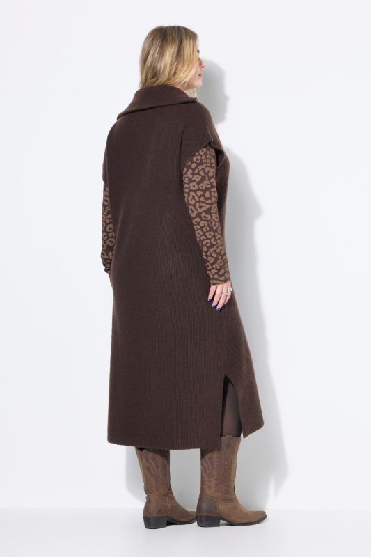 Knitted dress, oversized, troyer collar, sleeveless