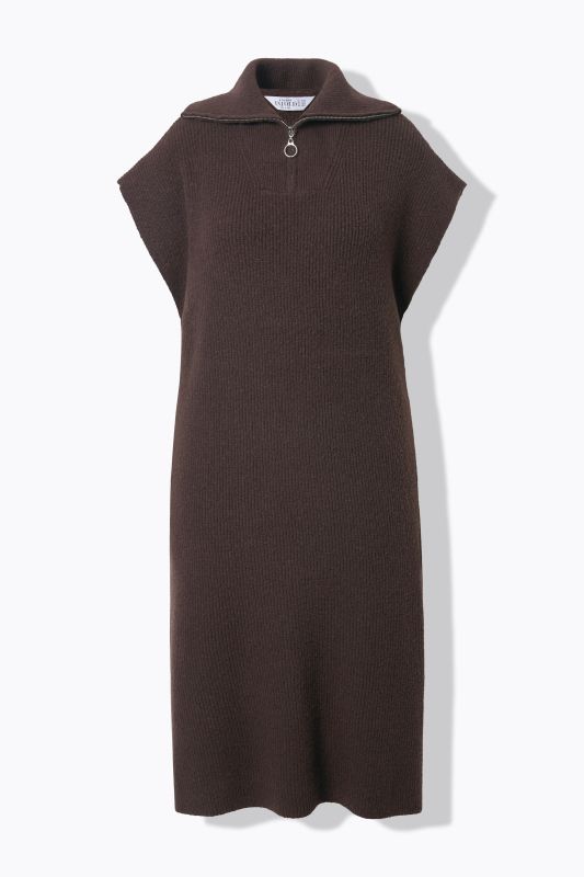 Knitted dress, oversized, troyer collar, sleeveless