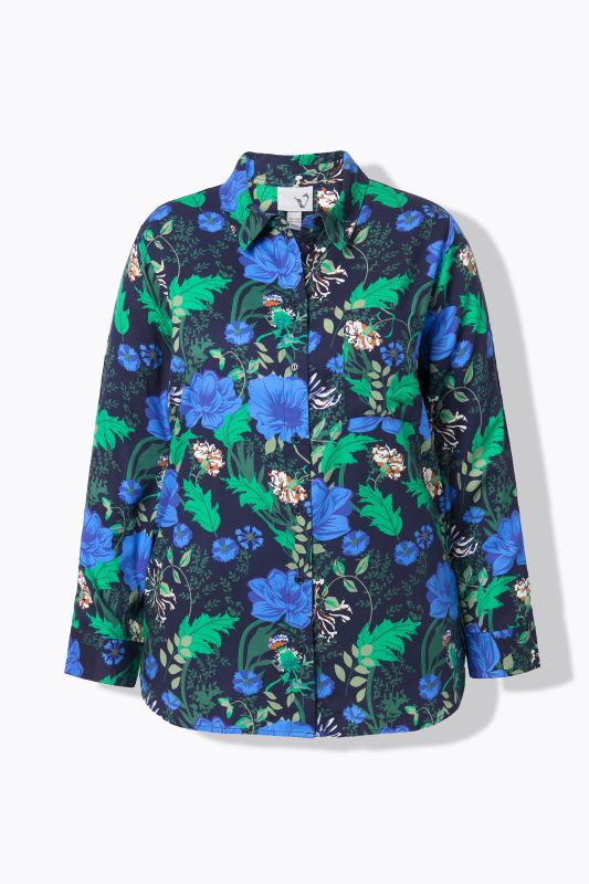 Country Floral Print Long Sleeve Button Down Blouse