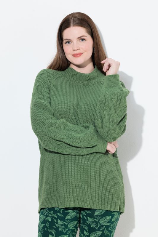 Eco Cotton Cable Knit Turtleneck Sweater