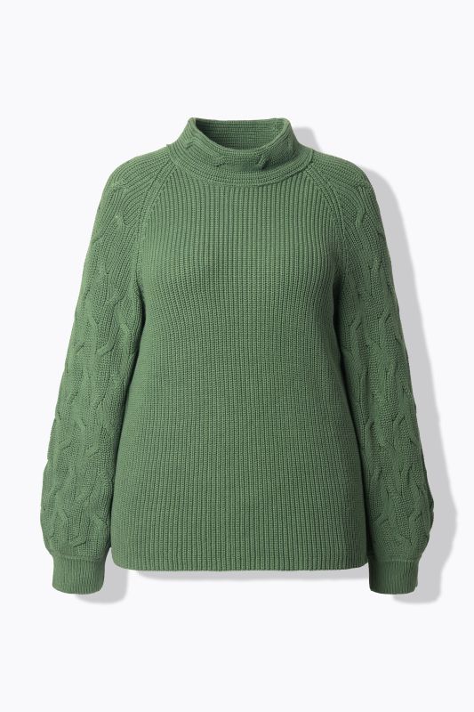 Eco Cotton Cable Knit Turtleneck Sweater
