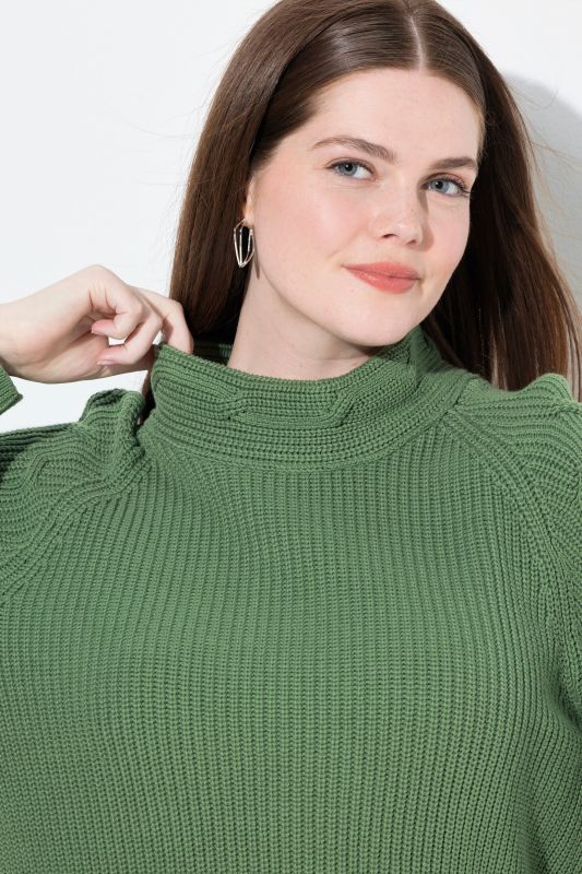 Eco Cotton Cable Knit Turtleneck Sweater