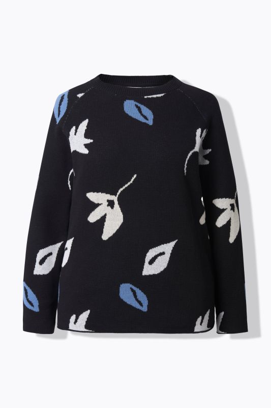 Eco Cotton Leaf Pattern Long Sleeve Sweater