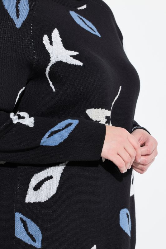 Eco Cotton Leaf Pattern Long Sleeve Sweater