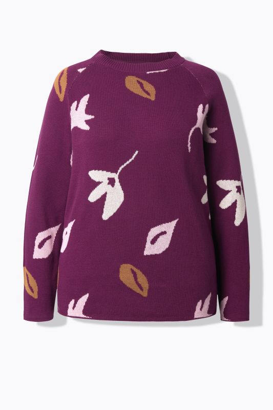 Eco Cotton Leaf Pattern Long Sleeve Sweater