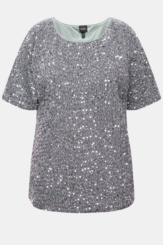 Sequined Short Sleeve Velvet Blouse