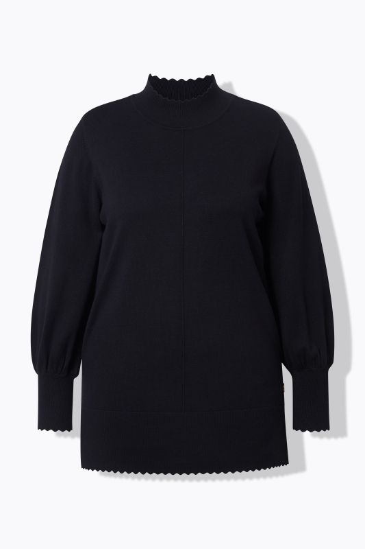 Scalloped Hem Bishop Sleeve Sweater