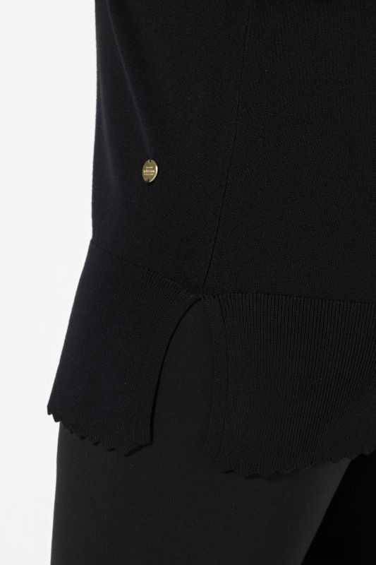 Scalloped Hem Bishop Sleeve Sweater